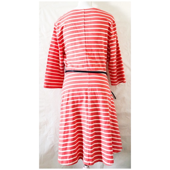 Old Navy Striped Fit & Flare Dress Sz XL Orange - Picture 3 of 6